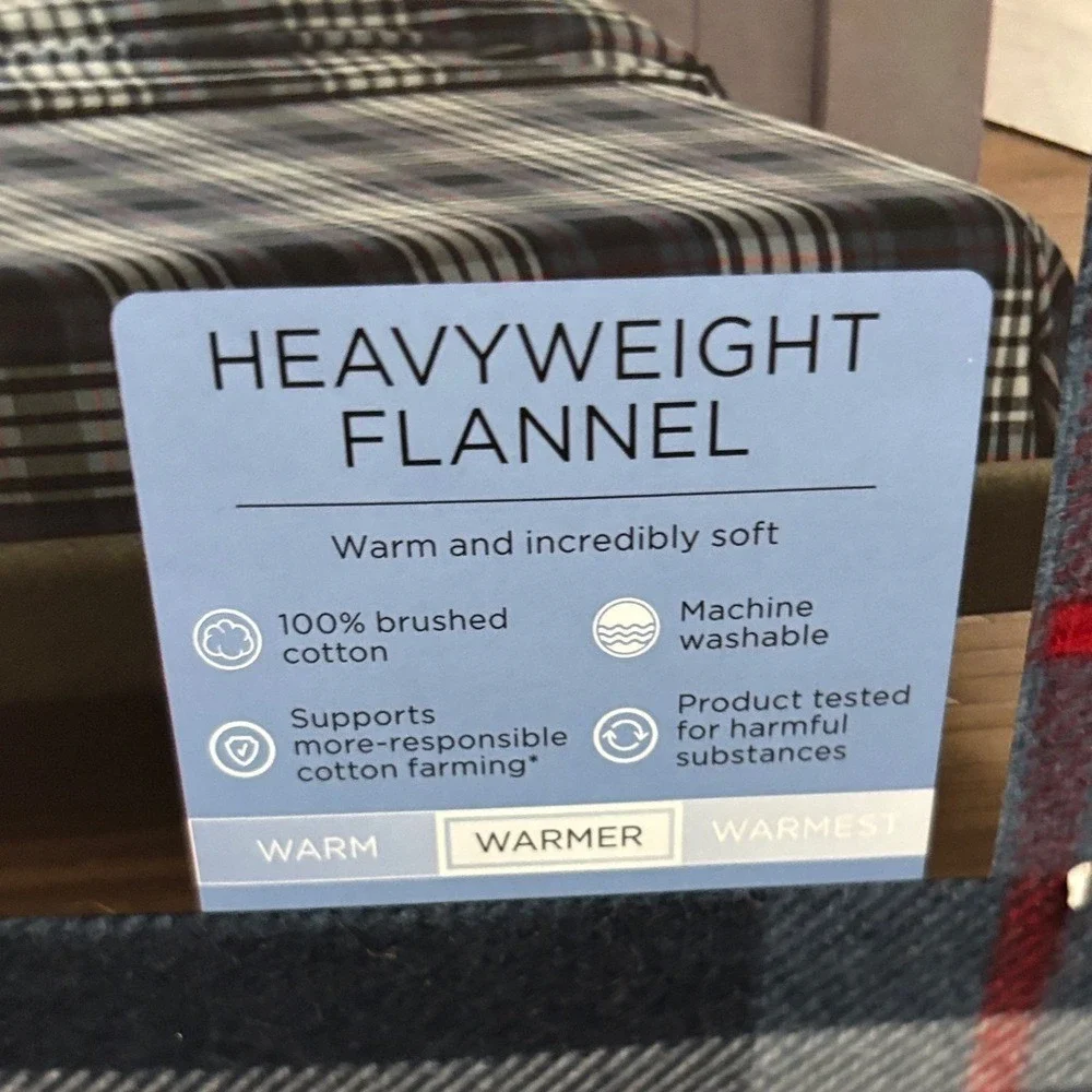 Cuddl Duds Blue and Red Plaid Flannel King Sheet Set Winter Fall GIFT NWT